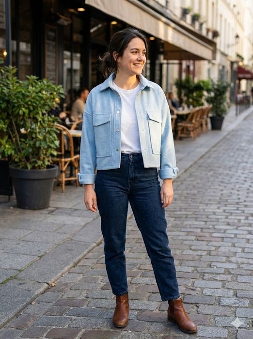 Casaco Curto / Sobrecamisa Azul Bebé Stradivarius