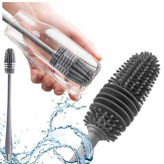 SZCZOTKA SILIKONOWA do mycia szklanek butelek myjka długa