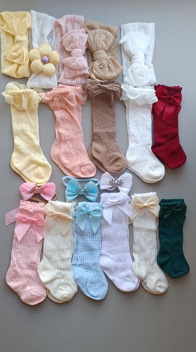 Набір дитячий пов'язочка та носочки, гольфи дитячі.