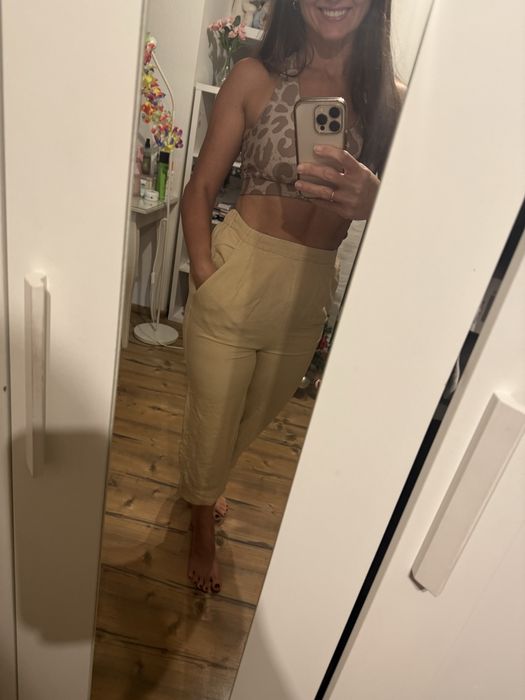 Spodnie lniane Oysho XS S