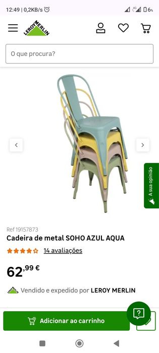 Cadeira de metal cinza/ prata