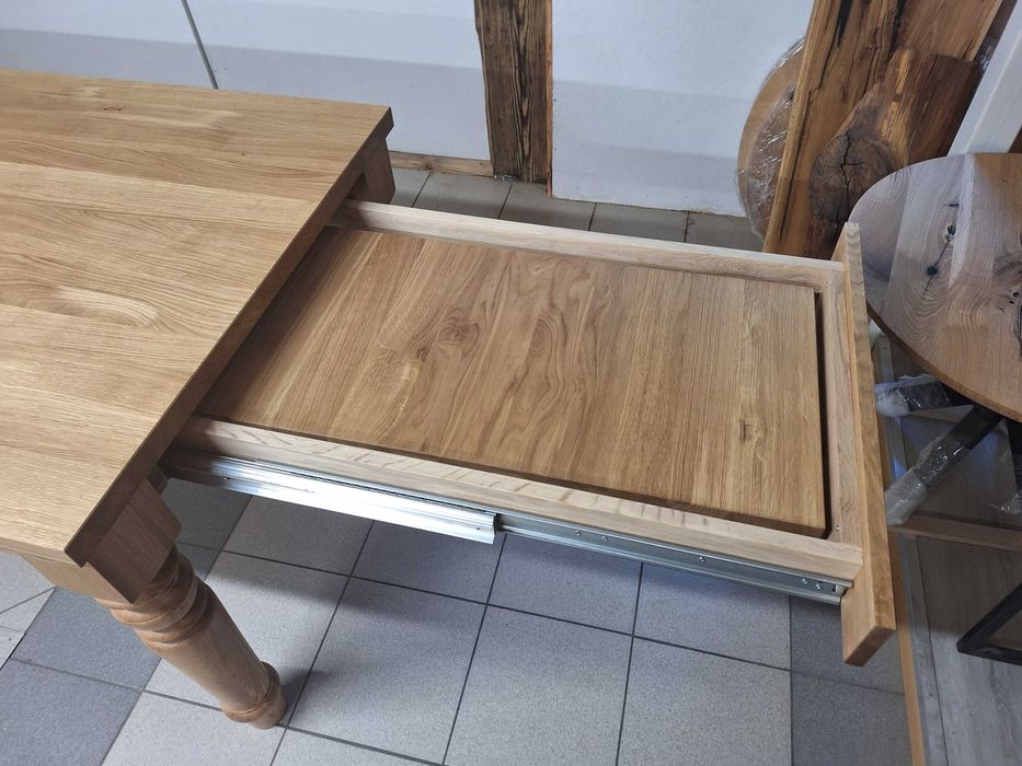 Stół dębowy rozkładany KLONOWO (wkładki w stole)