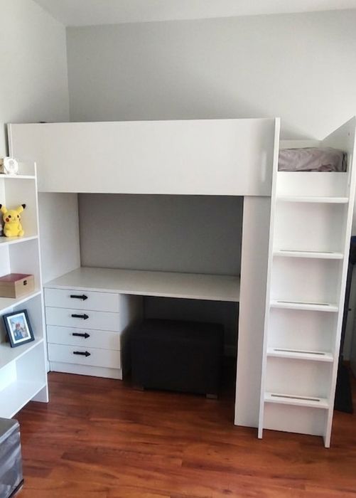 Łóżko piętrowe Ikea Samstad biurko szafa  łóżko na antresoli