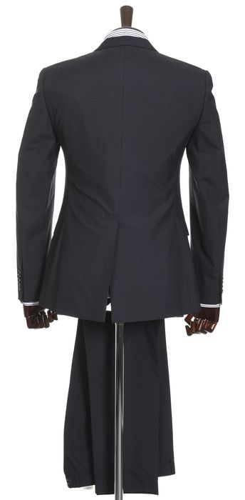 MANGUUN modny granatowy garnitur męski w krateczkę slim fit r. 46