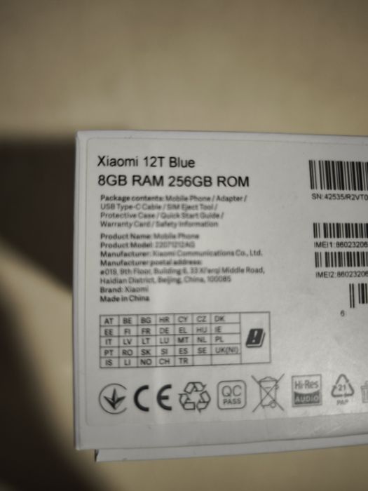 Xiaomi 12T 256GB 8GB RAM Niebieski z ładowarką