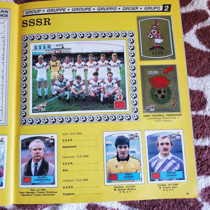 Panini, Euro 1988, повний альбом