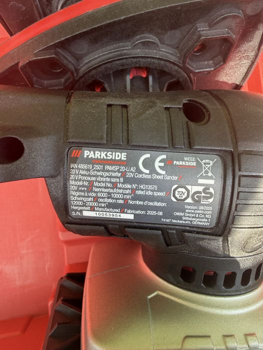 Акумуляторна орбітальна шліфувальна машина PARKSIDE PERFORMANCE® 20 V PAMSP 20-Li А2