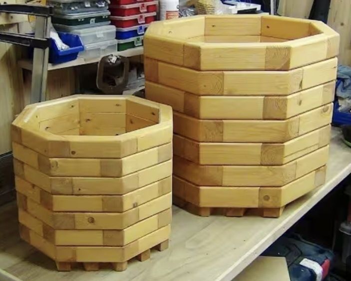 Drewniana donica sześciokątna Ø65cm