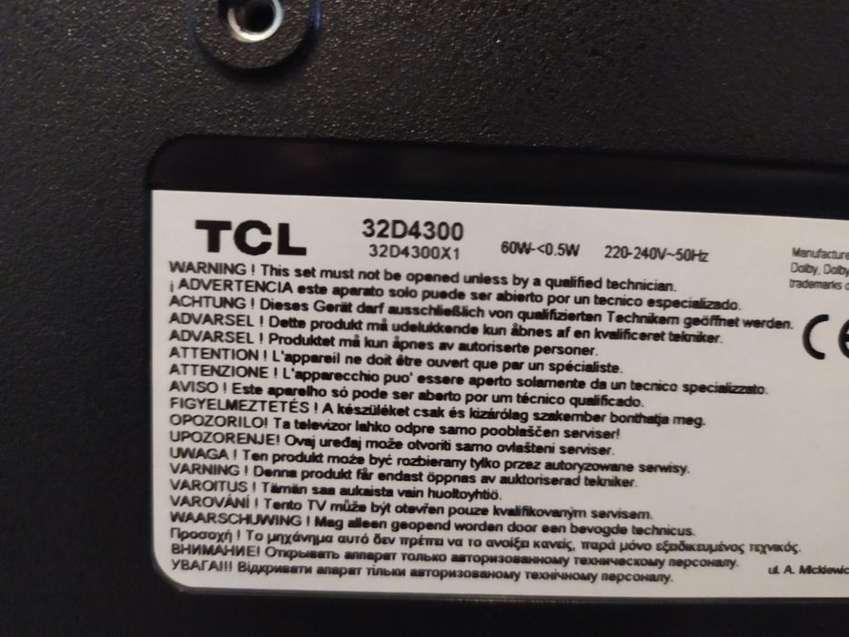 Smart TV TCL 32D4300 para peças