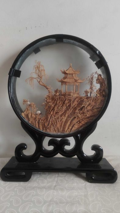 Diorama chinês vintage em cortiça