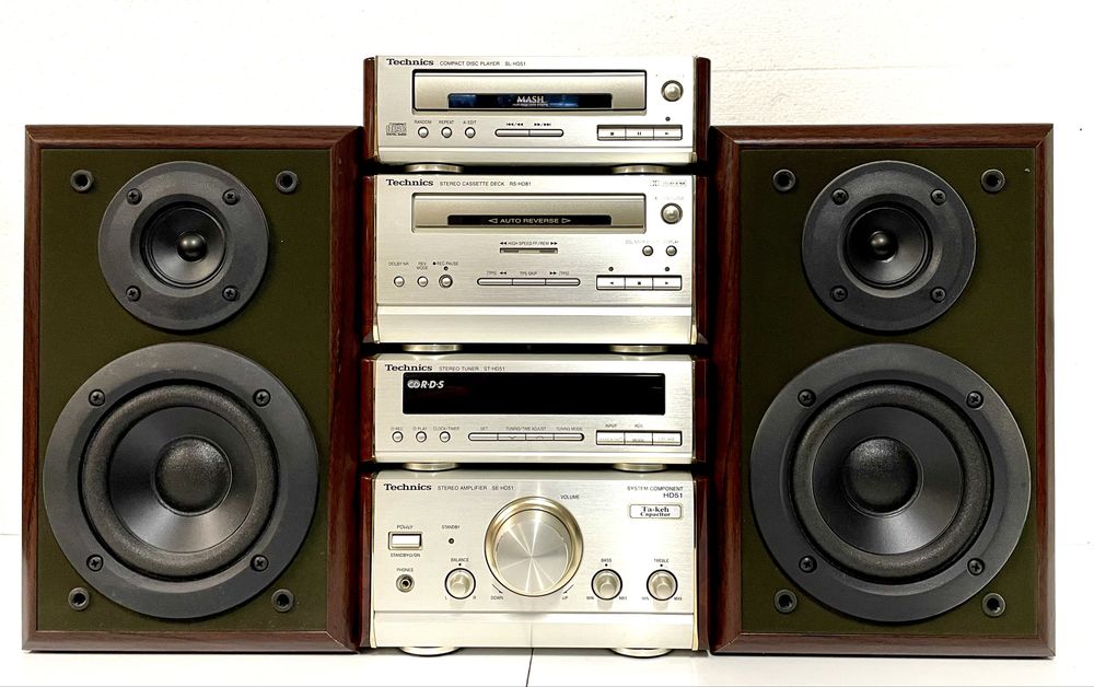 TECHNICS HD-51 Wieża Stereo, Kolumny Technics + Oryginalny Pilot