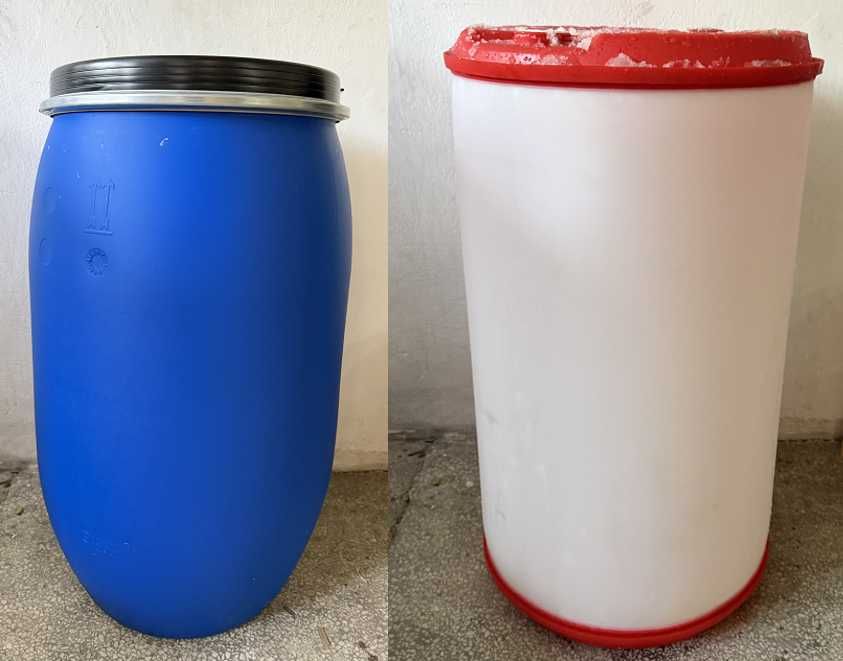 Beczka 200l polipropylen niebieska, biała