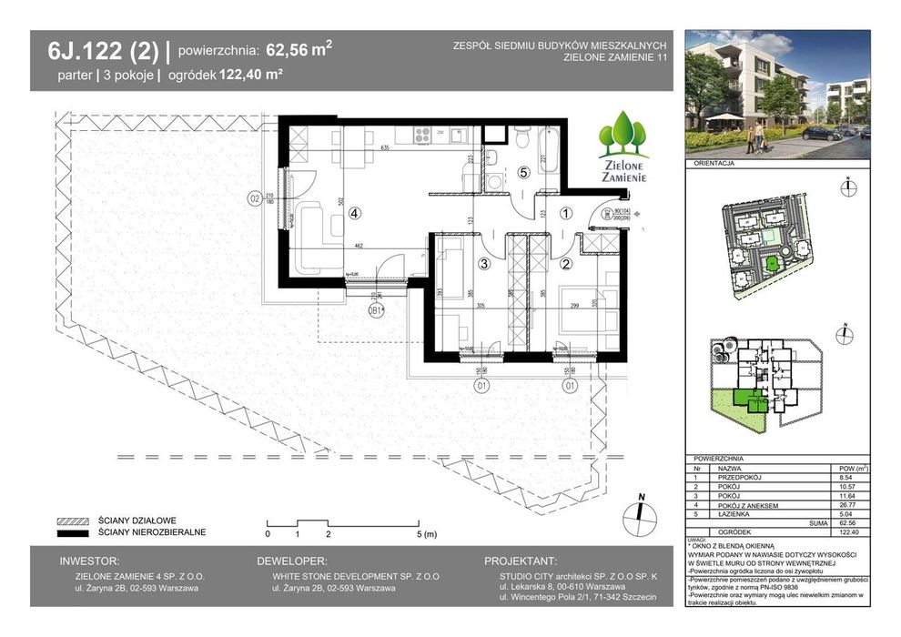 3-pokojowe mieszkanie 62m2 + ogródek Bez Prowizji