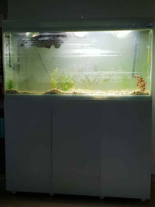 Sprzedam akwarium Aquael Glossy 260 l z szafką – białe