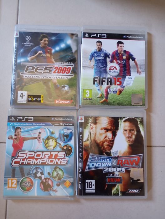 Pes 09 Fifa 15 Sports Champions e Smack  vs Raw Ps3