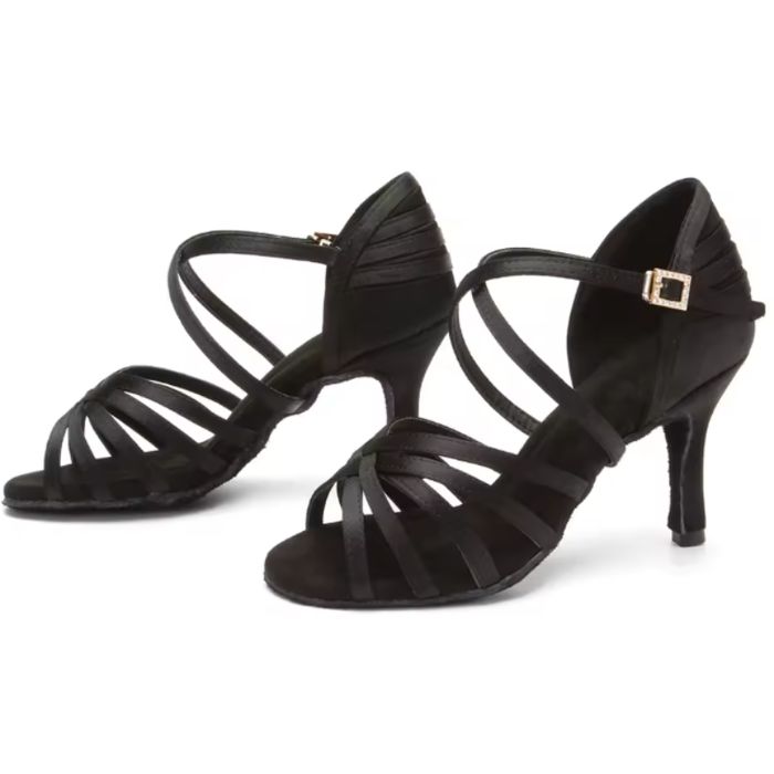 Buty taneczne damskie czarne satynowe 8 cm rozmiar 37