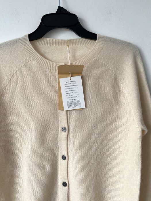 Nowy 100% wełna merino kardigan sweter kremowy basic merynos casual