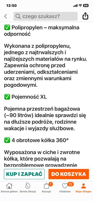Walizka podrozna z polipropylenu okazja