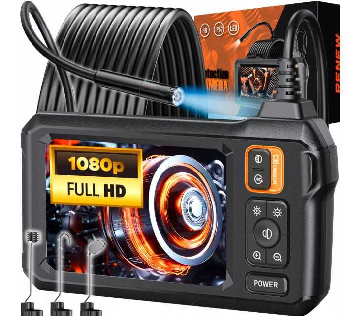 Endoskop inspekcyjny FULL HD 1080p 5 m Wyświetlacz IPS 4,3 LED CMOS