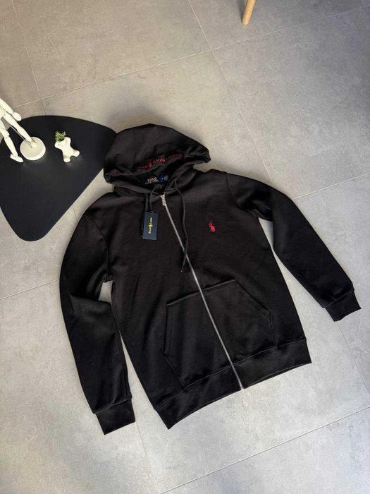 Czarna bluza z kapturem U.S.Polo zapinana na zamek