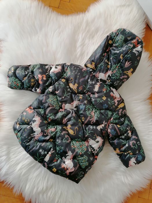 Zimowa kurtka Next 62-68 jednorożce