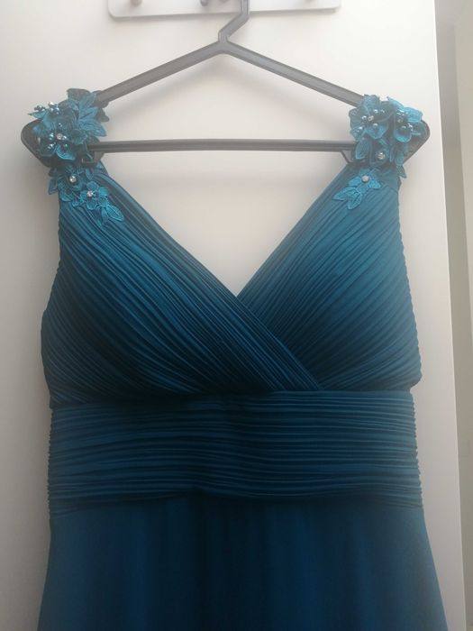 Vestido Cerimónia Azul Petróleo