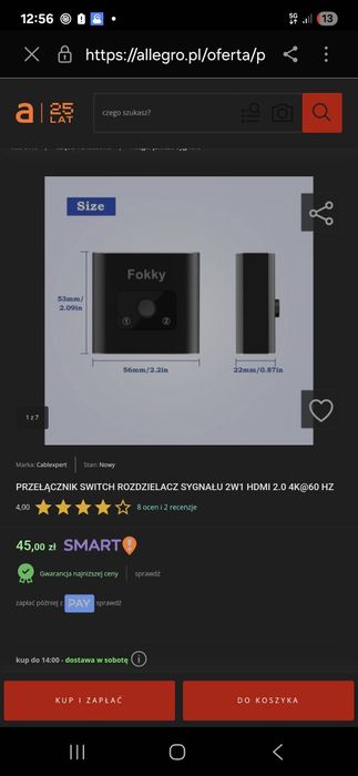 Switch, przełącznik, rozdzielacz HDMi 2w1  TV