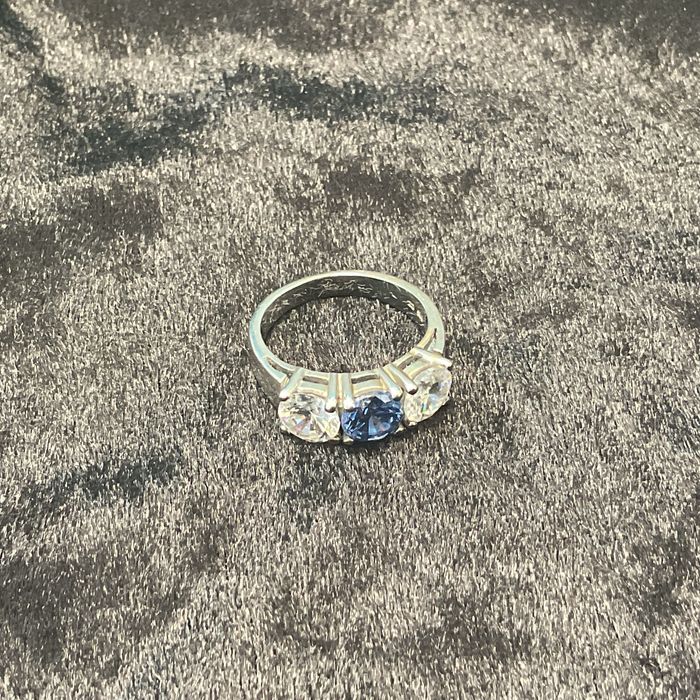 Anel prata 925 pedras azul tam,15,5 m