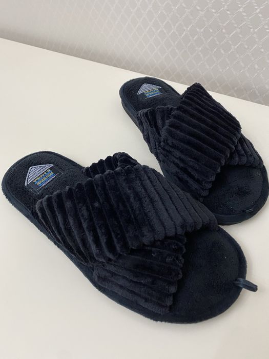 Чоловічі махрові тапочки з відкритими пальцями Home Story,чорні і сірі