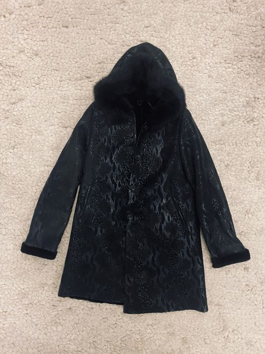 Пальто дублянка шуба жіноча шкіра хутро M