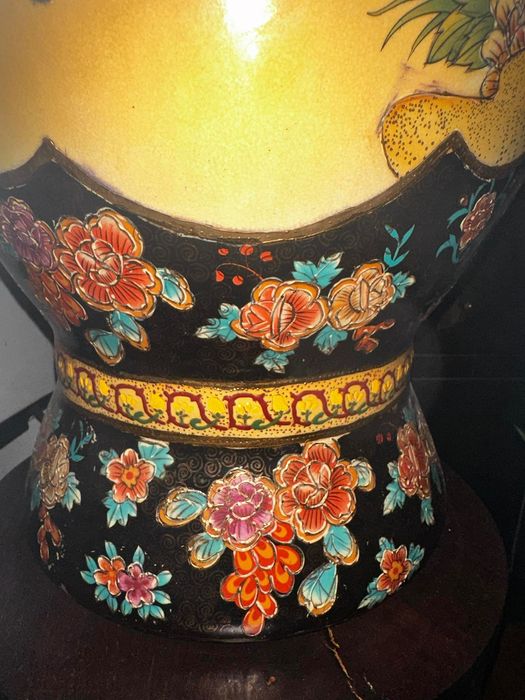 Vazo chinês 83cm pintado à mão + pé
