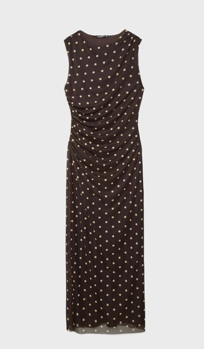 Sukienka Stradivarius groszki M brązowa