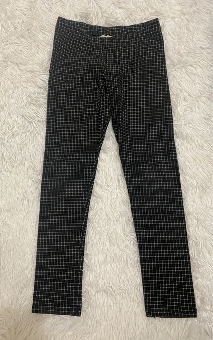 Утепленные черные лосины в клетку H&M 140 см 9-10 р.