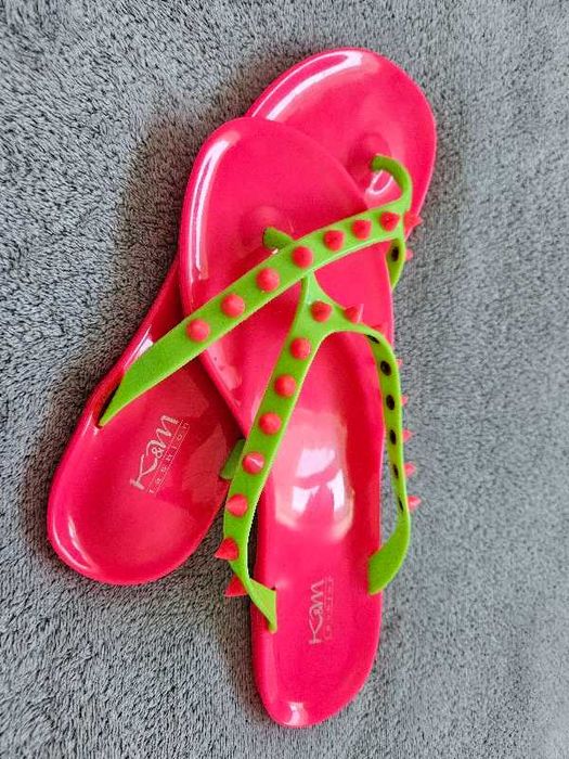 NEW klapki basen neon fluo japonki 24cm