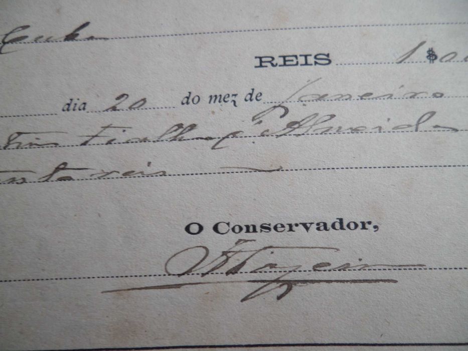 Documento Manuscrito 'Certificado' Selado , ano 1896, Marca de Água