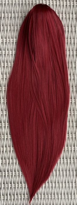 Premium Ultra włosy doczepiane, burgund, kucyk, treska, klamra 143.