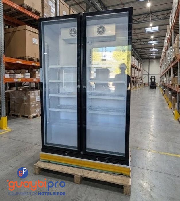 Expositor Vertical Refrigerado 2 PORTAS 1000L - PRETO - Envio 24h