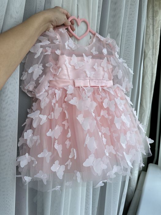 Сукня на 1 рік 1,5-2 роки плаття дитяче пишне з бантом рожеве 74 80 86