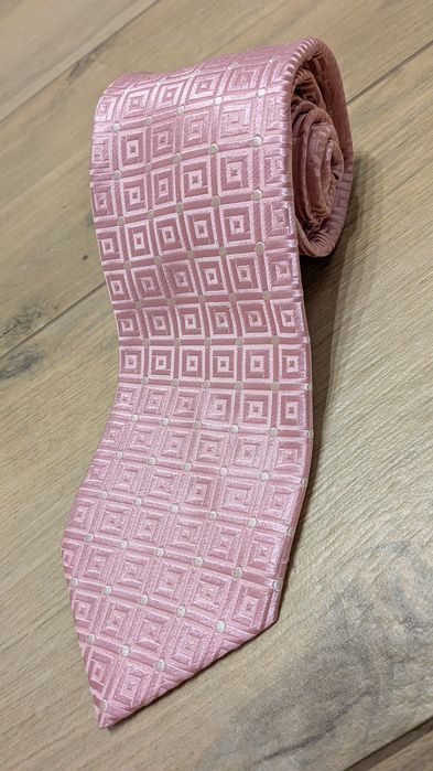 Crombie krawat pudrowy róż różowy jedwab jedwabny Made in Italy brytyjski