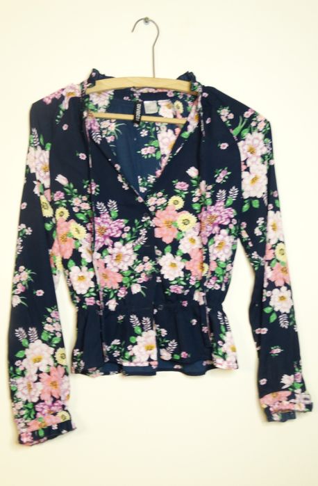 H&M krótka wizytowa lekka koszula bluzka damska guziczki 32 XS S