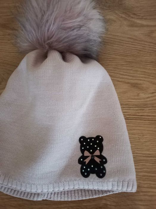 Czapka zimowa ciepła z misiem rozmiar 56