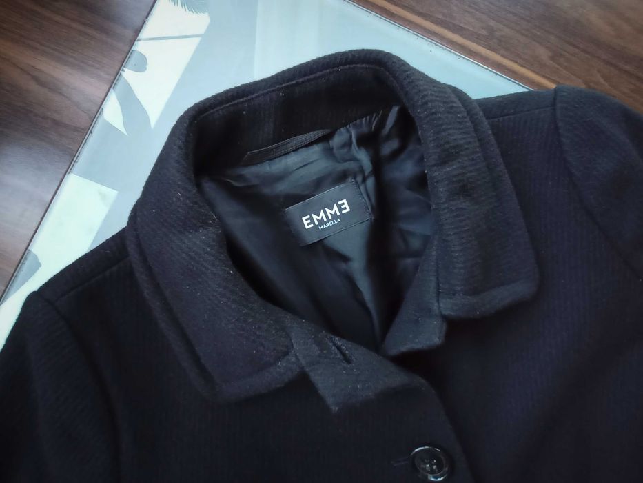 Max Mara czarny flauszowy płaszczyk 44