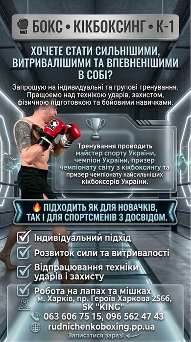 кикбоксинг, К1, бокс, индивидуальные тренировки