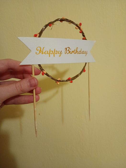 Стильний топпер для торта "Happy Birthday" з підсвіткою