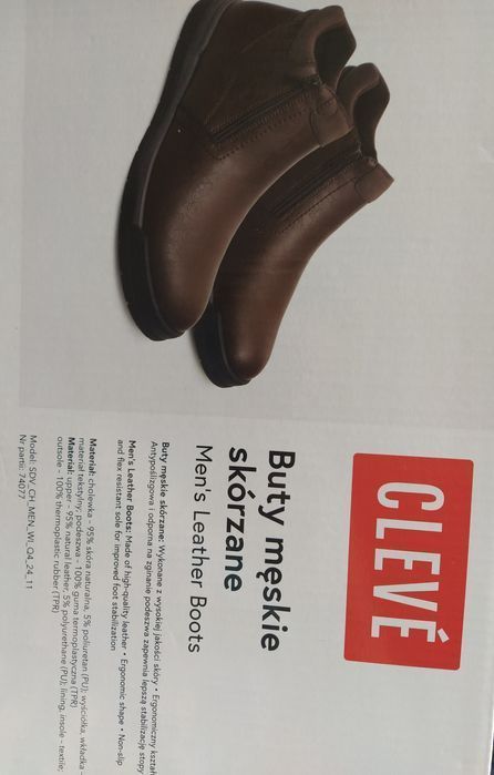 Buty skórzane zimowe botki męskie brązowe ocieplane 44