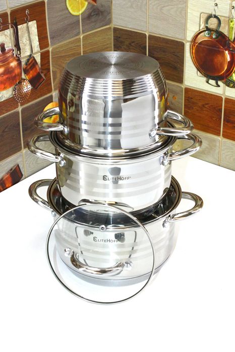3szt, Komplet garnków EliteHoff E4303 do każdej kuchenki
