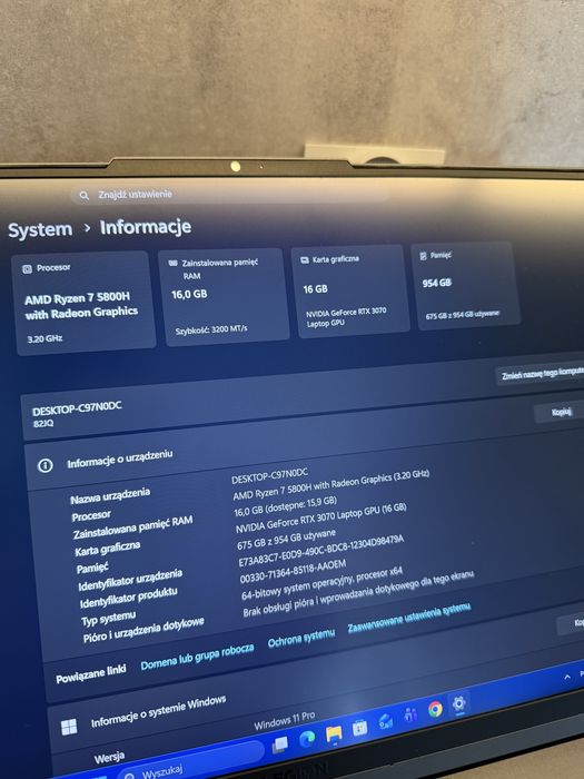 Lenovo legion 5 pro / ryzen 7 / rtx 3070 16gb / 1tb ssd /16 ram