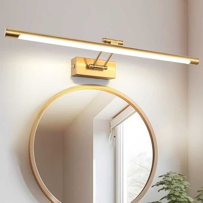 Lampa łazienkowa LED kinkiet naścienna nad lustro, 60cm 12W 3000K 960lm, 3 tryby jasności, kolor złoty mosiądz, nieużywana