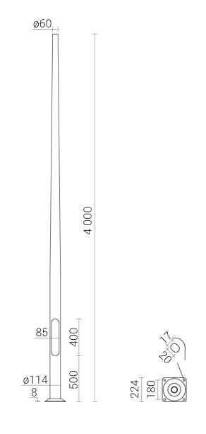 Słup Aluminiowy wys 4 mB/60 anodowany grafitowy na stanie