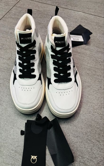 PINKO Detroit Sneakers – skóra – 37 – white/silver